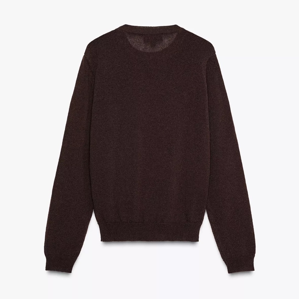 Zara Rustic Basic Knit Brown Sweater Small New - image 5